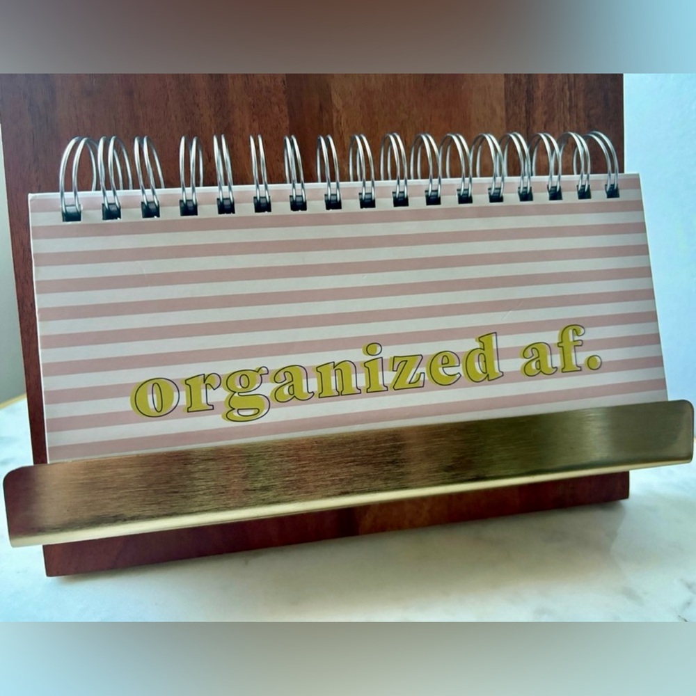Organized AF Weekly Planner Pad Desk Calendar Pink Stripe by The Daily Paper
